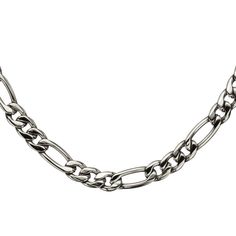 Handsomely finished and ready to wear, this men's figaro chain necklace is the perfect complement to your look. Handsomely finished and ready to wear, this men's figaro chain necklace is the perfect complement to your look.Click on this JEWELRY & WATCHES GUIDE to learn about fit, styles, materials and more! Chain type: figaro Chain width: 5.6 mm Metal: stainless steel Finish: polished Packaging: boxed Please note, due to the high value of this item, a signature may be required upon delivery. Siz Classic Stainless Steel Figaro Chain Necklace, Classic Figaro Chain Metal Necklace, Figaro Chain Men, Figaro Chain Necklace, Figaro Chains, Jewelry Watches, Chain Necklace, Stainless Steel, Chain