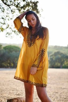 New Mustard Tunic Dress with Navy Blue Boho Tunic  loungewear, resortwear, bohemian clothing, embroi Dress Loungewear, Winter Tunic, Clothing Embroidery, Summer Tunics, Bohemian Clothing, Embroidery Top, Autumn Dress, Maxi Robes, Boho Tunics