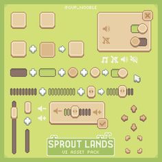 the sprout lands game is shown in pixel style, and includes several different types of