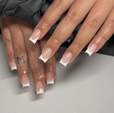 Nail Idea Short, Nails Tips White, White French Tip Acrylic, White Tip Acrylic Nails, White Tip Nails, Long Acrylic Nail Designs, White French Tip, Nails Tips, White Acrylic Nails