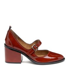 Women's Kelsi Dagger Brooklyn Elm Scarlet Patent Mary Janes Patent Mary Janes, Patent Leather Mary Janes, Clogs Heels, Playful Style, Clog Boots, Leather Finish, Mary Jane Heels, Leather Mary Janes, Shoe Collection