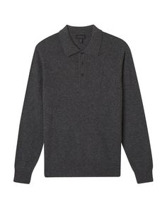 Men's Cashmere Polo Collar Henley Pullover | Magaschoni Men's | JANE + MERCER Cashmere Polo, Mens Cashmere, Hem Style, Affordable Luxury, Polo Collar, Exclusive Collection, Pullover Styling, Effortless Style, Chalkboard