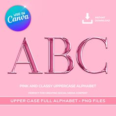 the pink and glossy uppercase alphabet has been changed to appear in this font file