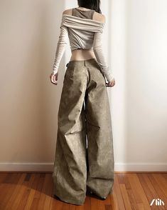 Zlily - Fashionable High-waisted Wide-leg Pants Condo Closet, Bohemian Jewels, Wide Leg Jeans Outfit, Technology Fashion, Fashion Materials, Pant Length, Diva Fashion, Cute Fits, Jean Outfits