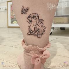 Thumper Tattoo, Disney Characters Tattoos, Matching Disney Tattoos, Bambi Tattoo, Disney Tattoos Quotes, Cute Disney Tattoos, Mutterschaft Tattoos, Alas Tattoo