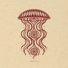 a drawing of a jellyfish with intricate designs on it's body and head