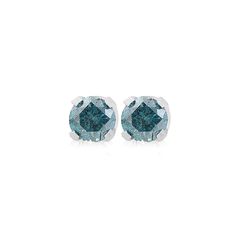 Pompeii3 1/4ct Blue Diamond Studs 14K White Gold, Women's, Size: Small Classic Blue Diamond Earrings For Anniversary, Classic Blue Round Cut Diamond Earrings, Classic Blue Diamond Earrings Brilliant Cut, Classic Blue Diamond Earrings With Brilliant Cut, Classic Blue Diamond Earrings With Prong Setting, Blue Classic Diamond Earrings With Brilliant Cut, Classic Blue Brilliant Cut Diamond Earrings, Blue Diamond, Everyday Jewelry