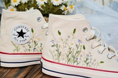 Thank you for visiting my store and reading these descriptions!! I believe you are looking for a "custom converse" for yourself. It is definitely a meaningful gift. These are shoes that I embroidered myself. I can embroider anything, such as your signature, flowers or your own pet. I hope my product will make you satisfied. The product is completely hand embroidered with special embroidery thread combined with skillful embroidery stitches. The price of the product includes shoes and embroidery. Embroidered Shoes Converse, Converse Embroidery, Floral Converse, Converse 1970s, Embroidered Converse, Converse Custom, Custom Converse, Embroidery Shoes, Shoes Converse