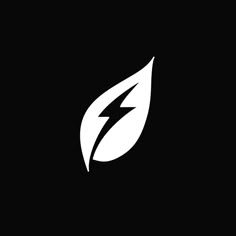 a black and white logo with a lightning bolt in the center, on a dark background