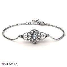 This vintage looking Star of David bracelet is a unique piece to add to your Judaica collection. Personalize it with your choice of center stone. Star Of David Bracelet, Celtic Bride, Bling Engagement Ring, Mothers Bracelet, Vintage Jewellery Rings, Bracelet Box, Birthstone Bracelet, Vintage Star, Birthstone Bracelets