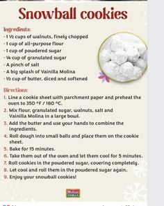 a recipe for snowball cookies with instructions