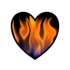 a heart with flames in the center on a white background