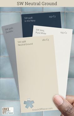 sw neutral ground paint chip with blue and gray colors Neutral Ground Coordinating Colors, Neutral Ground Sherwin Williams, Sherwin Williams Neutral, Sherwin Williams Coordinating Colors, Cottage Exterior Colors, Neutral Paint Color, Moon Painting