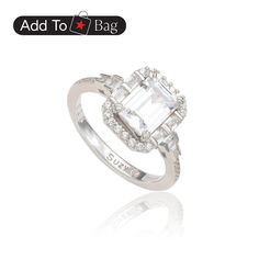 in stock Levian Rings, Engagement Ring Cuts, Branded Gifts, White Ring, Stone Ring, Emerald Cut, Rhodium Plated, Halo, Cubic Zirconia