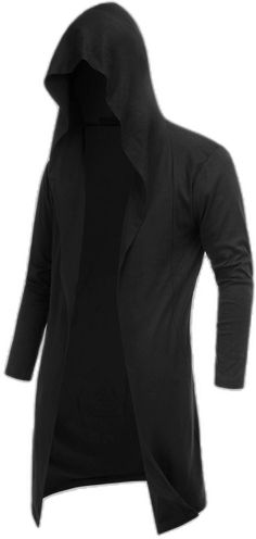 Black Hooded Cotton Cardigan, Black Cotton Hooded Cardigan, Fitted Hooded Black Cardigan, Mens Long Cardigan, Sweater With Pockets, Womens Lace Tops, Hooded Cloak, Mens Cardigan, Cardigan Long