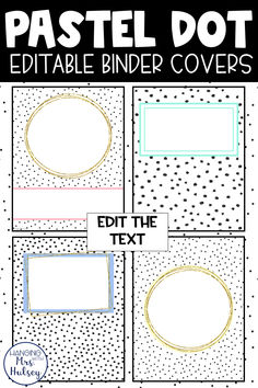 the printable binder covers for pastel dot is shown in black and white