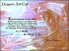 an image of a woman with a dragon's head on her back, and the words dragon's aid call