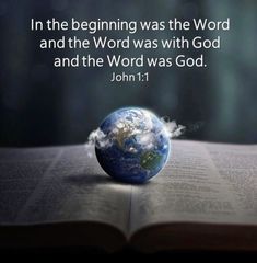 an open book with the earth on top and bible verse about god's word