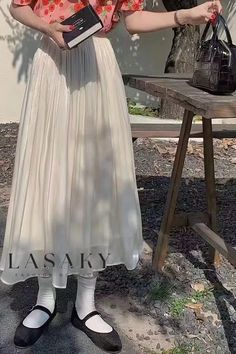 Lasaky - Exquisite Gold-Plated Pleated Star Half-Skirt for a Sophisticated Look Midi White Skirt, Tulle Pants, Tulle Fashion, Skirt Tulle, Polyester Skirt, Black And White Skirt, Half Skirt, Skirt Midi, Skirt Skirt