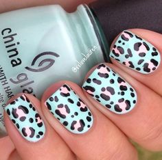 Blue Leopard Print Nails, Blue Leopard Nails, Nails Leopard, Leopard Nail Designs, Cruise Nails, Cheetah Print Nails, Fab Nails, Perfect Ten