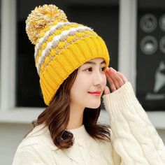 thick cotton and ring scarf casual warm knitted winter beanie Fashion Cap, Scarf Casual, Winter Cap, Thick Sweaters, Winter Hats Beanie, Hat Scarf, Winter Beanie, Season Autumn, Yellow Orange