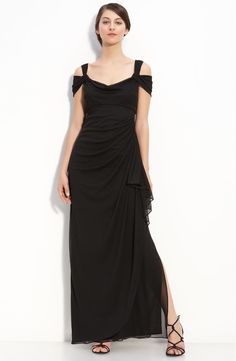 Alex Evenings Double Strap Mesh Gown | Nordstrom Draped Evening Dress With Ruched Bodice, Elegant Draped Maxi Dress With Ruched Sides, Elegant Ruched Maxi Dress For Formal Occasions, Elegant Formal Maxi Dress With Ruched Sides, Formal Draped Maxi Dress With Ruched Bodice, Elegant Draped Evening Dress With Ruched Back, Elegant Evening Dress With Ruched Back And Draped Shape, Petite Evening Gowns, Long Chiffon Evening Dress