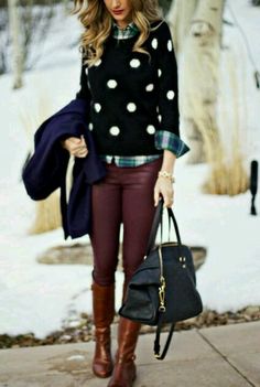 Dressy Dress, Polka Dot Sweater, White Outfit, Fashion Winter, Urban Chic, Looks Style, Mode Inspiration, Fall Winter Outfits, Look Chic