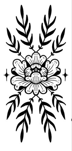 a black and white drawing of a flower