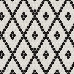 an abstract black and white pattern with hexagonal shapes