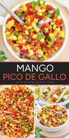 Just the right blend of flavors, Mango Pico de Gallo is the perfect easy New Year appetizer! With diced tomatoes, mango, jalapenos, onions, and great with tortilla chips, tacos, fish, chicken, or steak. A must-try Superbowl party food idea. Enjoy every bite! Mango Pico, Tacos Fish, New Years Appetizers, Super Bowl Sunday, Superbowl Party Food, Diced Tomatoes, Easy Appetizer Recipes, Superbowl Party, Game Day Food