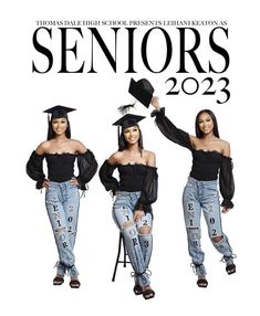 an advertisement for the new high school fashion magazine seniors 2012 featuring two models in jeans and off - shoulder tops