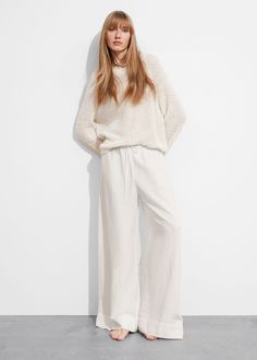 Relaxed Drawstring Trousers Drawstring Trousers, Suit Jumpsuit, Linen Sweater, Summer Fashion Dresses, Linen Dresses, Workwear Dress