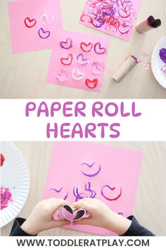 paper roll hearts for valentine's day craft with the text overlay that reads, paper roll hearts