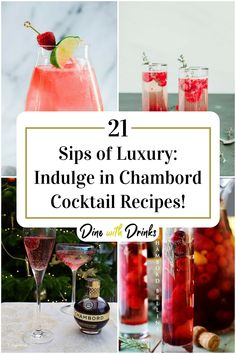 Collage of 4 chambord cocktails. Chambord Cocktails, Cocktail Experience, Sip Sip Hooray, Delicious Cocktails, Mixology, Taste Buds, Cocktail Recipes, Happy Hour, Make It Yourself