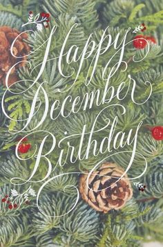 a christmas card with the words happy december written on it