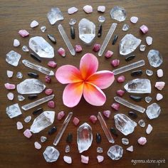 Crystals 101, Grid Inspiration, Magical Crafts, Nature Mandalas, Crystals Healing Grids, Flower Mandalas, Light Circle, Yoga Ideas, Gemstone Decor