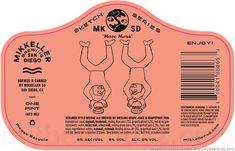 the label for mike's mash is shown in pink and black, with an image of two men doing handstands