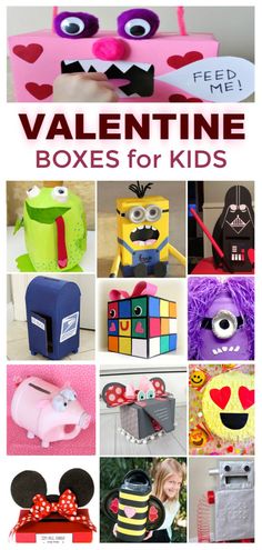 valentine boxes for kids with different designs and colors