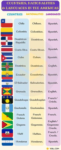 the countries and their national flags are shown in this graphic chart, which includes names for each country