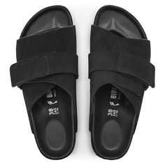 Kyoto Suede Leather Birkenstock Kyoto, Birkenstock Styles, Black Birkenstock, Calf Muscles, Envelope Design, Stylish Sandals, Hook And Loop, Soft Suede, Natural Leather