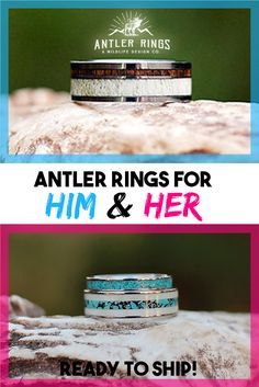 two wedding bands with the words, ring rings for him and her ready to ship