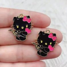 10 PCS/ Hello Kitty Kawaii Cartoon Gold Plated Pendant For Necklaces Bracelets  | eBay Cute Black Jewelry With Charms, Kawaii Black Jewelry Gift, Black Harajuku Style Jewelry Gift, Kawaii Cat Design Jewelry Gift, Kawaii Pink Cat Design Jewelry, Cute Multicolor Jewelry For School, Handmade Pink Jewelry For School, Kawaii Cartoon, Fashion Jewelry Necklaces