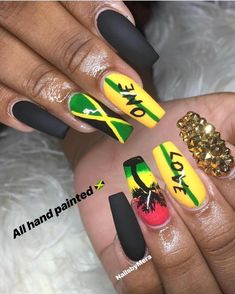 Vacation Nails Black, Vacation Nails Black Women, Watching Fireworks, Yellow Nail, Green Nail Designs