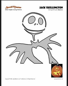 the jack skellington pumpkin carving pattern is shown with an image of jack skellington