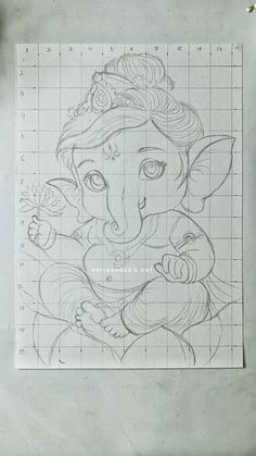 a drawing of an elephant on top of a piece of paper with the shape of a woman's face