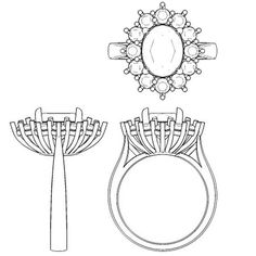 Ring Designs Sketch, Jewelry Sketching, Turkish Gold Jewelry, Illustration Jewelry, Sketch Jewelry, Drawing Jewelry, Jewellery Drawing, Ring Sketch, Jewellery Illustration