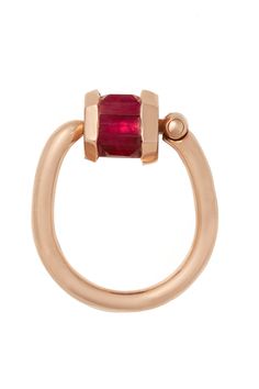 Marla Aaron ruby baguette trundle ring in yellow gold. 18k Yellow Gold 2.55ct Rubies Heirloom Amber Ring, Classic Amber Ring In 14k Gold, Heirloom 14k Gold Orange Ring, Marla Aaron Necklaces, Gold Ruby Ring, 14k Gold, Fine Jewelry Collection, Yellow Gold Rings, Ruby, Fine Jewelry