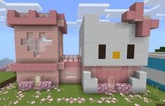 an image of a hello kitty house in minecraft