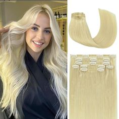 PRICES MAY VARY. Material and style: 100% real human hair. Honsoo hair extensions can be straightened, curled, dyed, and styled as you like. Quantity: Honsoo hair extensions can increase the thickness and length of your hair. Honsoo hair extensions are only 70g, so the longer the thinner. For 70g 22inch items, if you want to achieve the perfect effect, it is recommended to increase the thickness by 2-3 packs, and increase the length by 3 packs and more. Quality: Honsoo hair extensions are smooth Platinum Blonde Clip In Hair Extensions, Silky Blonde Hair, Platinum Blonde Hair Extensions, Hair Platinum Blonde, Blonde Hair Extensions, Short And Thick, Natural Hair Extensions, Real Human Hair Extensions, Platinum Blonde Hair