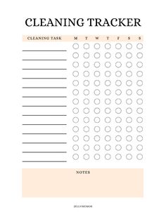 a printable cleaning tracker is shown